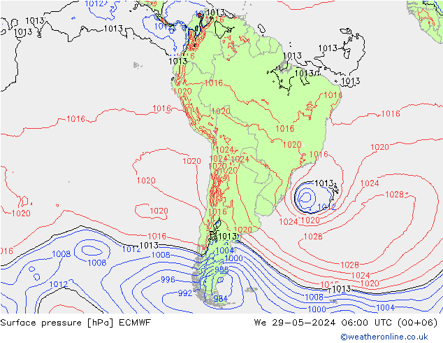 ciśnienie ECMWF śro. 29.05.2024 06 UTC