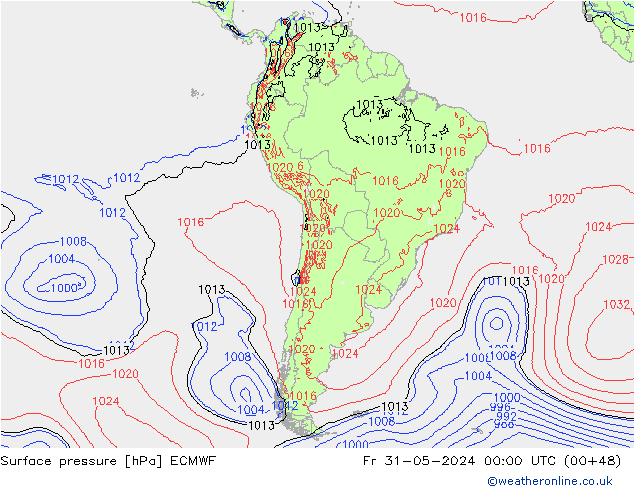 pressão do solo ECMWF Sex 31.05.2024 00 UTC