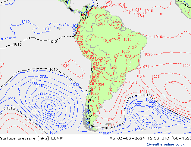 ciśnienie ECMWF pon. 03.06.2024 12 UTC