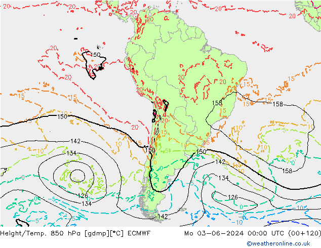 Height/Temp. 850 hPa ECMWF  03.06.2024 00 UTC