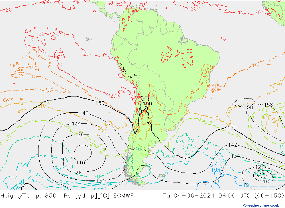 Height/Temp. 850 hPa ECMWF Di 04.06.2024 06 UTC