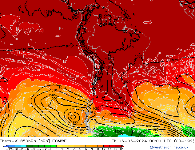 Theta-W 850hPa ECMWF Th 06.06.2024 00 UTC