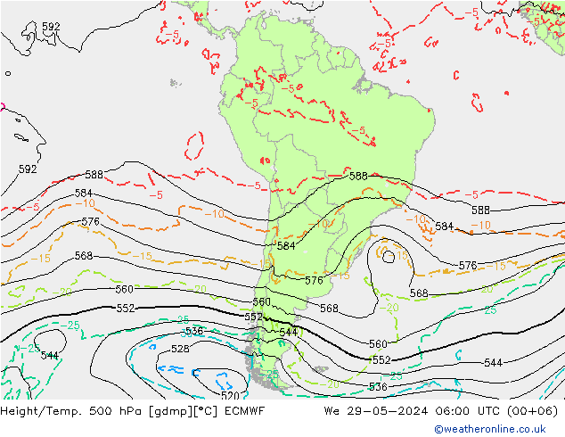 Z500/Yağmur (+YB)/Z850 ECMWF Çar 29.05.2024 06 UTC