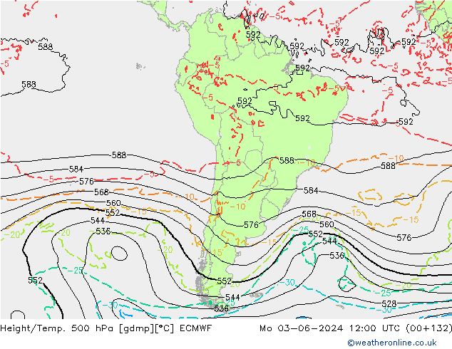 Z500/Rain (+SLP)/Z850 ECMWF Mo 03.06.2024 12 UTC