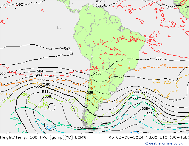 Z500/Rain (+SLP)/Z850 ECMWF Mo 03.06.2024 18 UTC