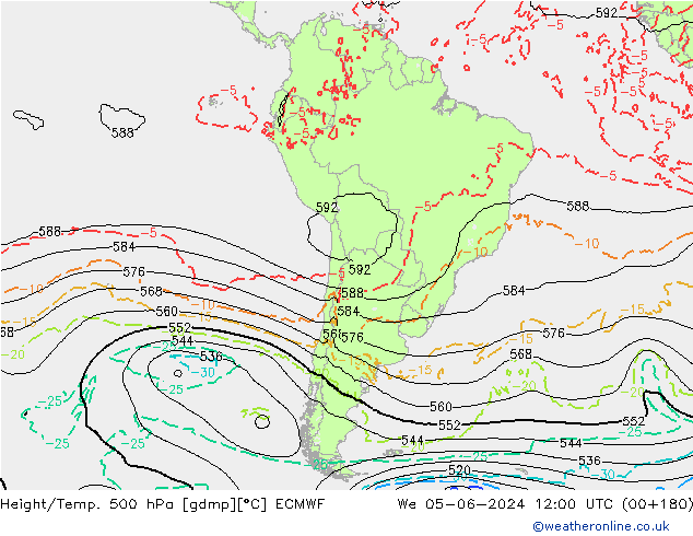 Z500/Rain (+SLP)/Z850 ECMWF We 05.06.2024 12 UTC