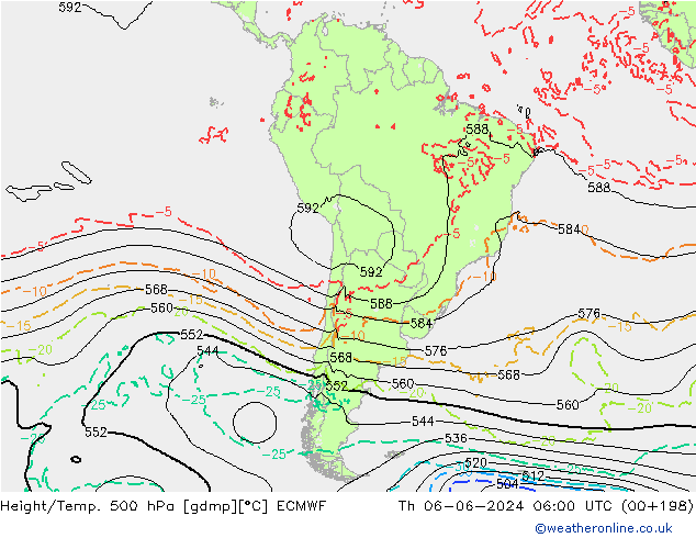 Z500/Rain (+SLP)/Z850 ECMWF Th 06.06.2024 06 UTC