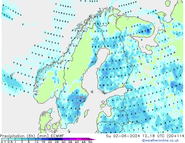 Precipitação (6h) ECMWF Dom 02.06.2024 18 UTC