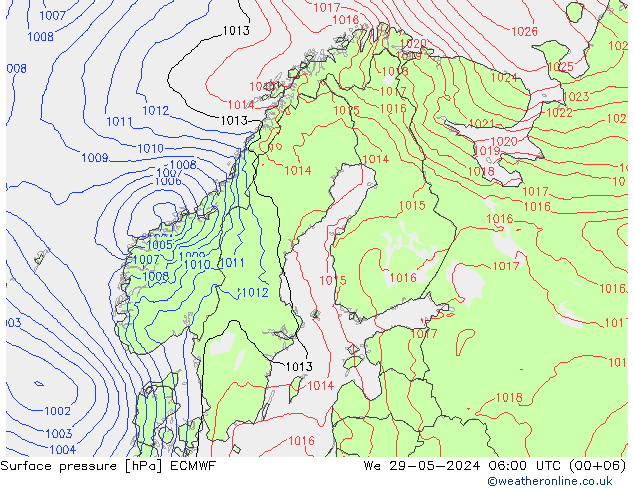 Bodendruck ECMWF Mi 29.05.2024 06 UTC