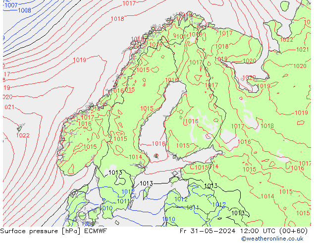 приземное давление ECMWF пт 31.05.2024 12 UTC