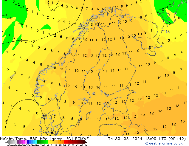 Z500/Rain (+SLP)/Z850 ECMWF  30.05.2024 18 UTC