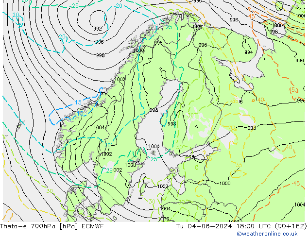 Theta-e 700hPa ECMWF mar 04.06.2024 18 UTC