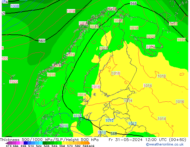 Thck 500-1000hPa ECMWF Fr 31.05.2024 12 UTC