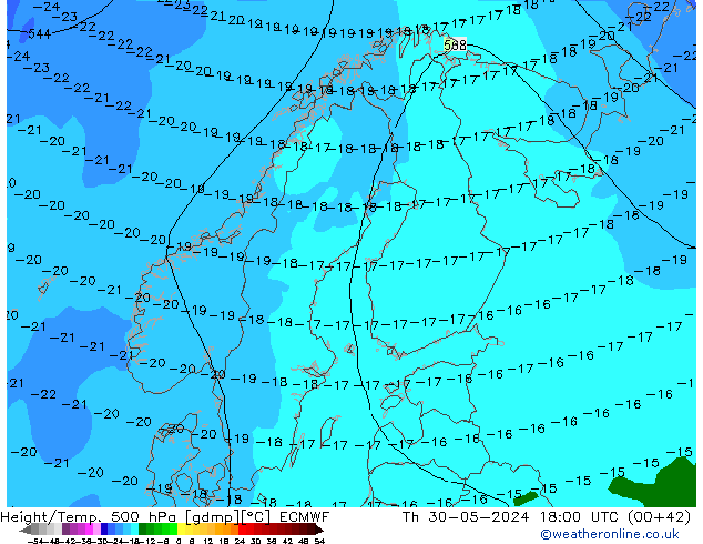 Z500/Rain (+SLP)/Z850 ECMWF  30.05.2024 18 UTC