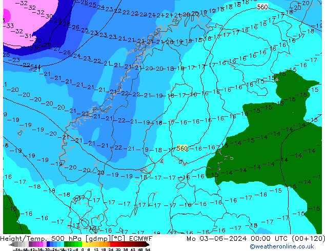 Z500/Rain (+SLP)/Z850 ECMWF Mo 03.06.2024 00 UTC