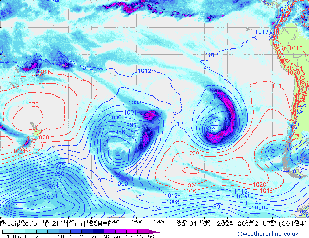 Precipitação (12h) ECMWF Sáb 01.06.2024 12 UTC