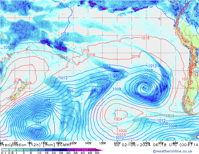 Precipitation (12h) ECMWF Su 02.06.2024 18 UTC