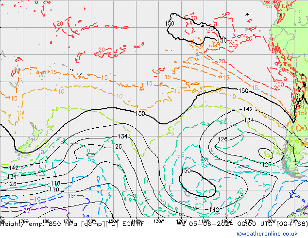 Height/Temp. 850 hPa ECMWF Qua 05.06.2024 00 UTC