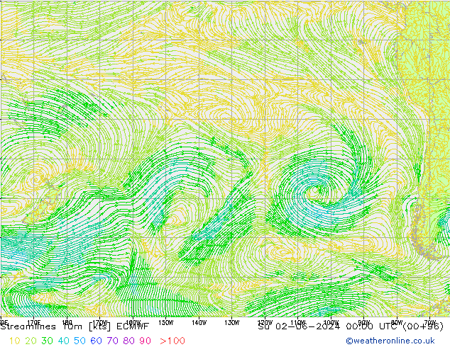 Streamlines 10m ECMWF Su 02.06.2024 00 UTC