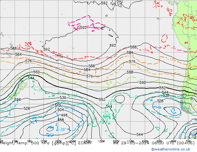 Z500/Rain (+SLP)/Z850 ECMWF mer 29.05.2024 06 UTC