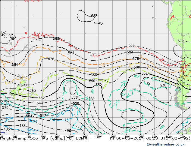 Z500/Rain (+SLP)/Z850 ECMWF jue 06.06.2024 00 UTC