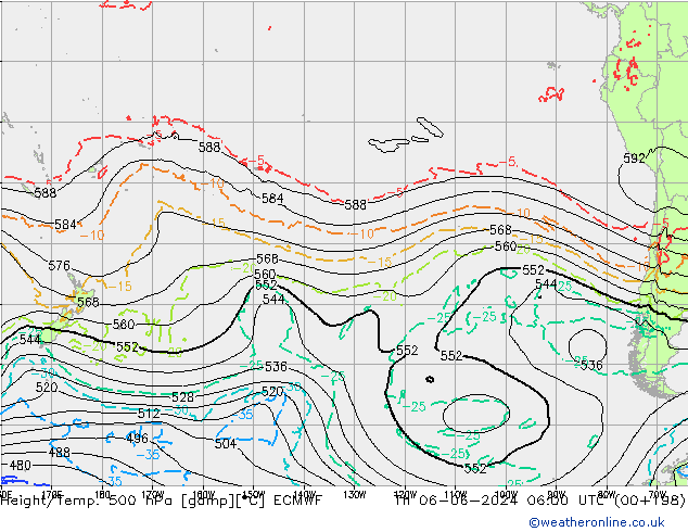 Hoogte/Temp. 500 hPa ECMWF do 06.06.2024 06 UTC