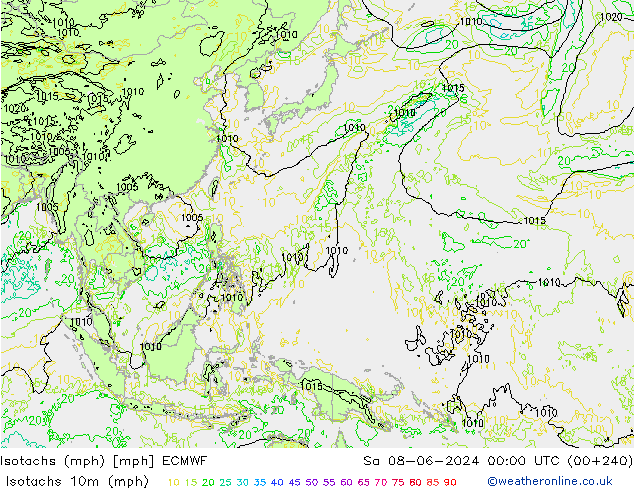 Isotachs (mph) ECMWF So 08.06.2024 00 UTC
