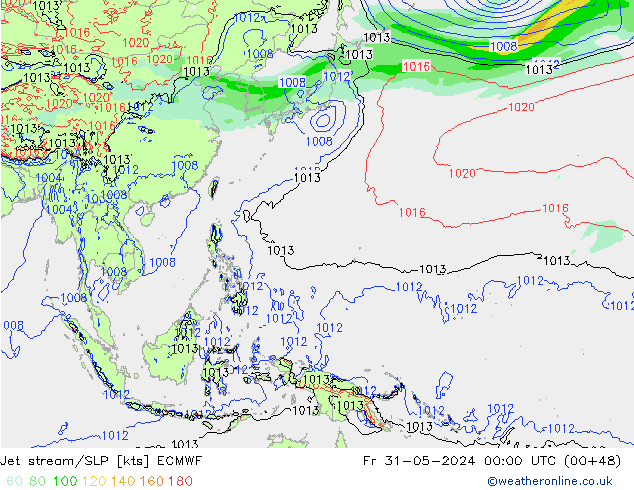 Corriente en chorro ECMWF vie 31.05.2024 00 UTC