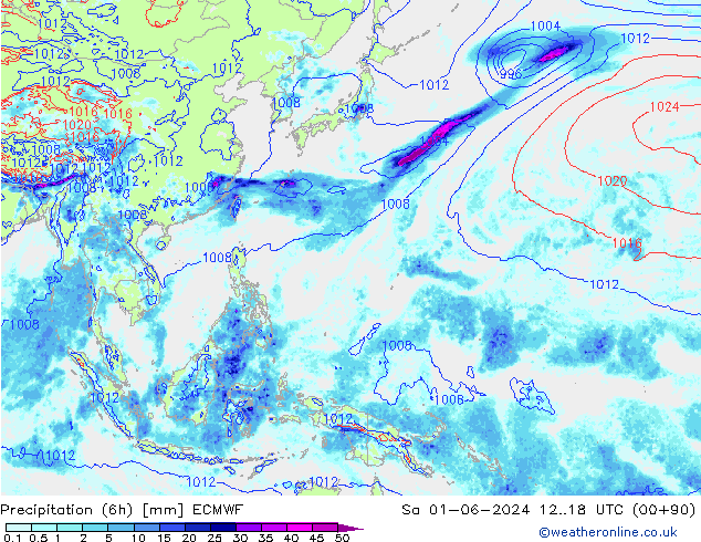 Yağış (6h) ECMWF Cts 01.06.2024 18 UTC