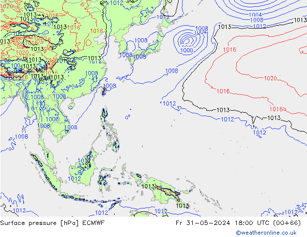 приземное давление ECMWF пт 31.05.2024 18 UTC