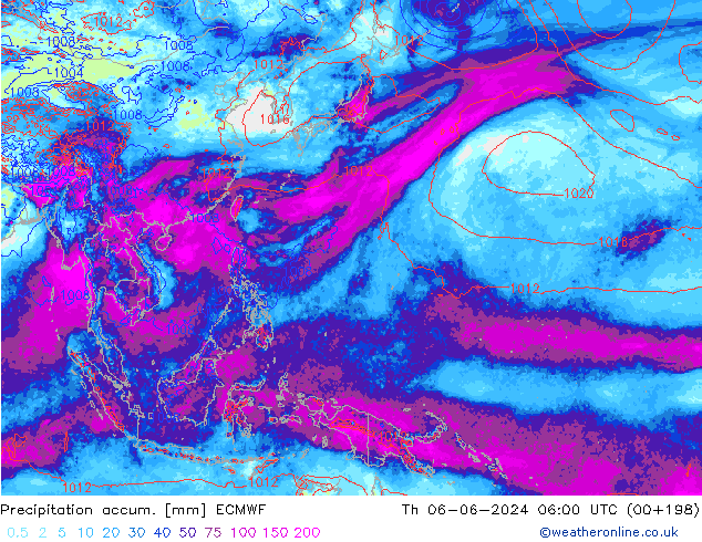 Precipitation accum. ECMWF Th 06.06.2024 06 UTC