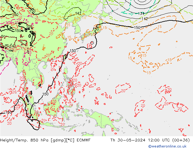 Z500/Rain (+SLP)/Z850 ECMWF Qui 30.05.2024 12 UTC