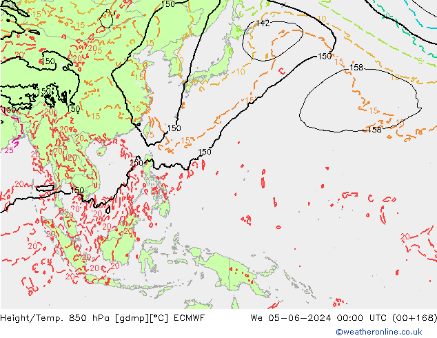 Height/Temp. 850 гПа ECMWF ср 05.06.2024 00 UTC
