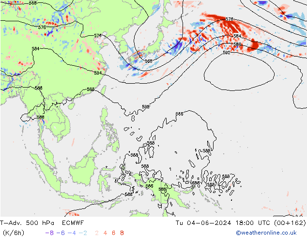 T-Adv. 500 гПа ECMWF вт 04.06.2024 18 UTC