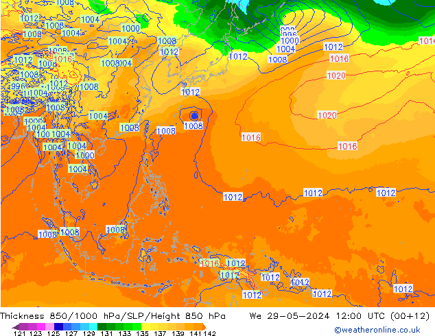 Thck 850-1000 hPa ECMWF We 29.05.2024 12 UTC