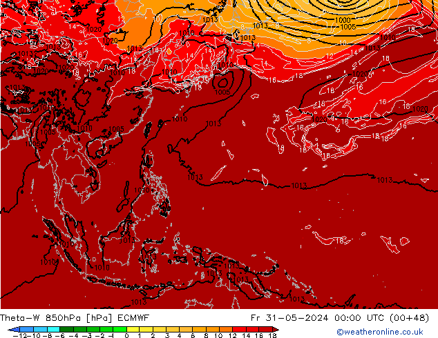 Theta-W 850hPa ECMWF ven 31.05.2024 00 UTC