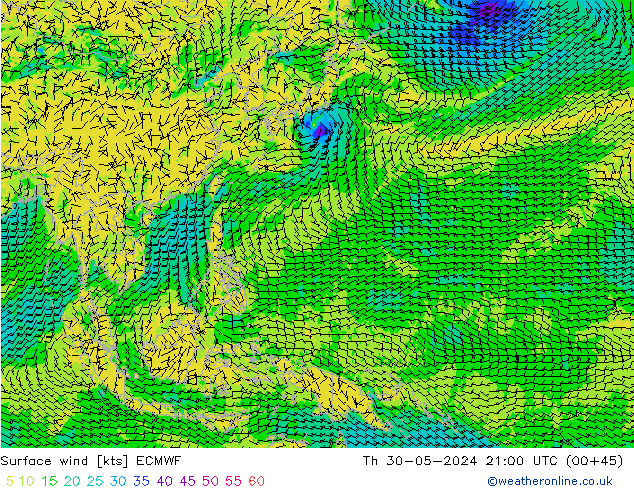  10 m ECMWF  30.05.2024 21 UTC