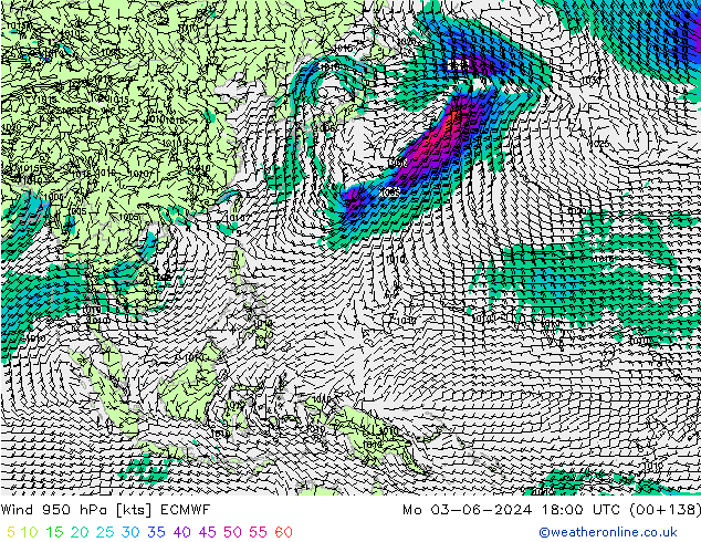 Wind 950 hPa ECMWF Mo 03.06.2024 18 UTC