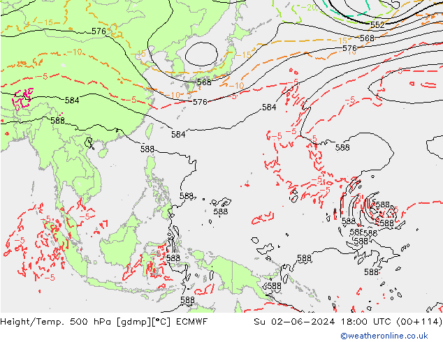 Z500/Rain (+SLP)/Z850 ECMWF Su 02.06.2024 18 UTC