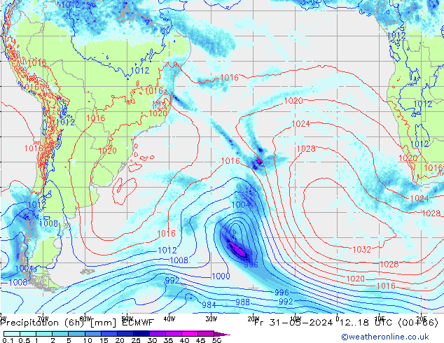 Z500/Rain (+SLP)/Z850 ECMWF  31.05.2024 18 UTC