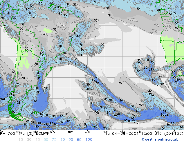 700 hPa Nispi Nem ECMWF Sa 04.06.2024 12 UTC