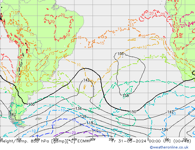 Z500/Rain (+SLP)/Z850 ECMWF Pá 31.05.2024 00 UTC