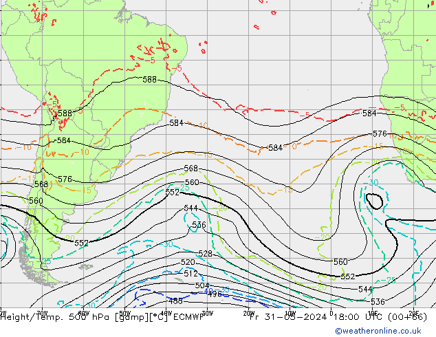 Z500/Rain (+SLP)/Z850 ECMWF  31.05.2024 18 UTC