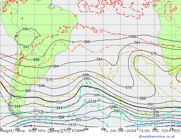 Z500/Rain (+SLP)/Z850 ECMWF вт 04.06.2024 12 UTC