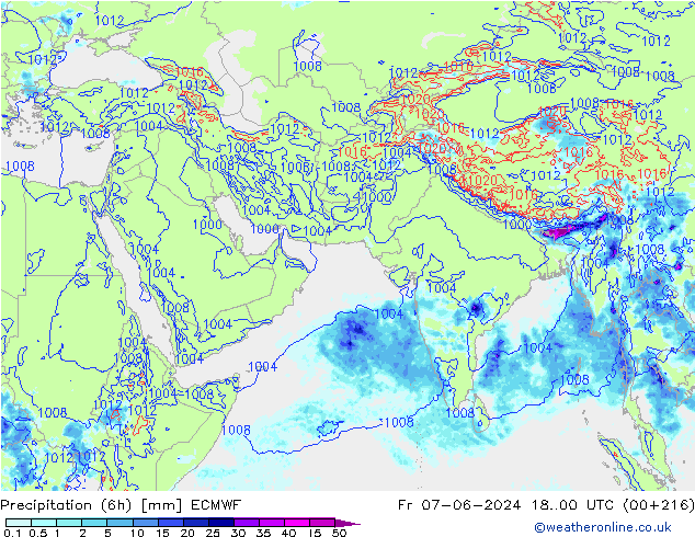 Z500/Yağmur (+YB)/Z850 ECMWF Cu 07.06.2024 00 UTC