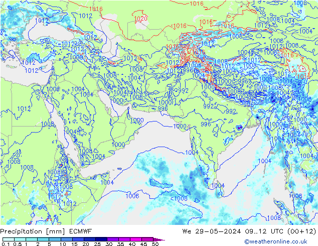 Precipitation ECMWF We 29.05.2024 12 UTC