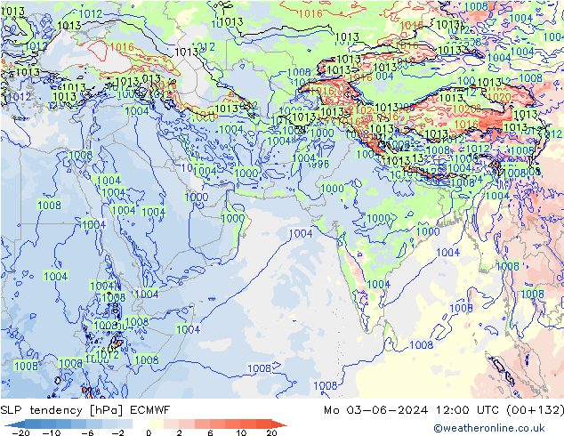 SLP tendency ECMWF Po 03.06.2024 12 UTC