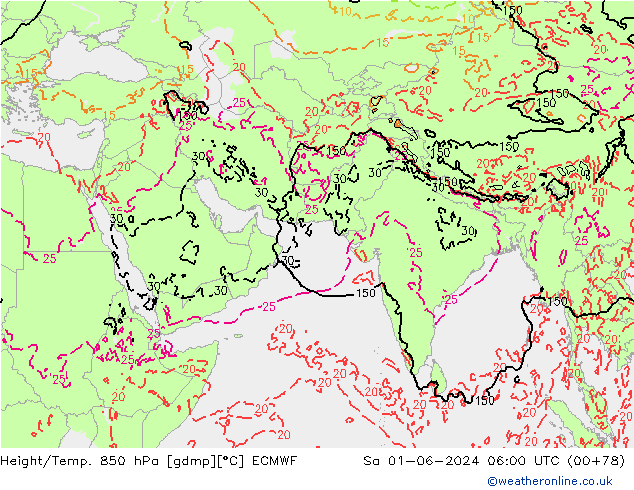 Z500/Rain (+SLP)/Z850 ECMWF Sáb 01.06.2024 06 UTC