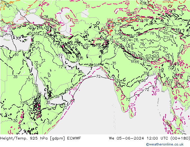 Height/Temp. 925 hPa ECMWF  05.06.2024 12 UTC