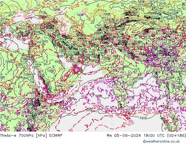 Theta-e 700hPa ECMWF Çar 05.06.2024 18 UTC